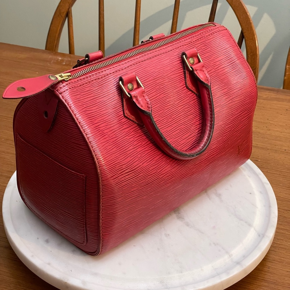 Louis Vuitton Red Epi Speedy 25 Leather Satchel - Picture 2 of 16